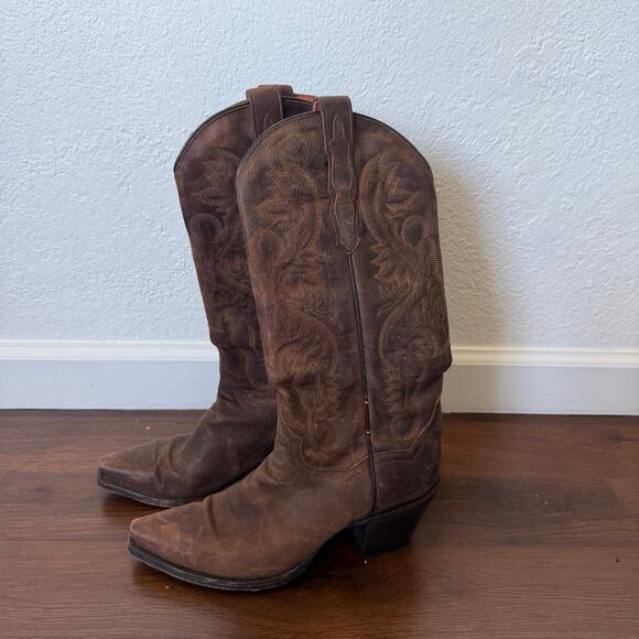 Vintage Y2K Dan Post 3208 Maria Women's Western Cowboy Boots Brown Leather 8M - Picture 2 of 9